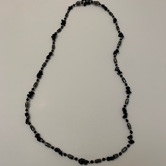 Hematite Magnetic Wrap Bracelet With Black Glass Chip Beads - Picture 9 of 10